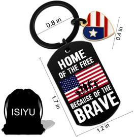 Veterans Day American Flag Keychain Pendant Us Flag Key Chains for Patriotic Home of The Free Because of The Brave Keychains Gifts Stainless Steel Flag Purse Wallet Keys Backpacks Luggage Ornament