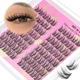 Ahrikiss Wispy Lash Clusters Natural Eyelash Clusters 80Pcs Cluster Eyelash Extensions with Thin Band C Curl Individual Lashes Manga Look 11-13mm Lashes for Beginners (Starry)