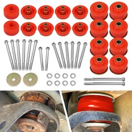 KF04060BK Body Mount Bushing Kit Compatible with Ford F250 F350 2008-2016 Super Duty 2WD 4WD Polyurethane Cab Mount Kit, Steel Sleeves, Hardware (Red)