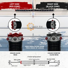 Garage Door Torsion Spring 207x2x22 Torsion Spring for Garage Door Repair for Left Side of Garage Door with Winding Bars Precision E-Coating 5-Year Warranty Minimum 30,000 Cycles (Red Cone)