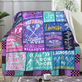 COOLHERO Lacrosse Blanket Gifts for Girls Teens,Funny Stuff Outdoor Sports Blankets and Throws,Lacrosse Team Gifts for Player Lovers Coach 50"X40"