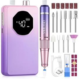 SAVILAND 2026 Nail Drill Expert: 40000RPM Electric 30S High Speed ​​Removal Low Noise File for Acrylic Nails Long Lasting Manicure Pedicure Mobile Tech & Salon (Gradient, Purple / SAVILAND 2026 네일 드릴 전문가: 아크릴 네일을 위한 40000RPM 전기 30S 고속 제거 저소음 파일 오래 지속되는 매니큐어 페디큐어 모바일 테크 & 살롱 (그라디언, Purple