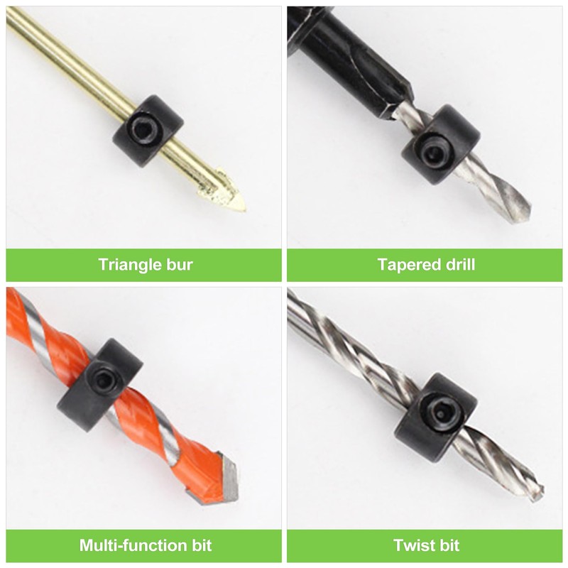 CeroDimo 7-Piece Drill Bit Stop Collar Set, Precision Depth Stop