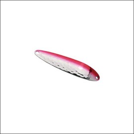 TIEMCO #202 Spoon, Lightning Wobbler, 2.5 inches (63 mm), 0.5 oz (14 g), Hammered Silver/Red