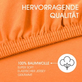 CelinaTex Lucina Jersey Fitted Sheet for Kids, Double Pack, 60 x 120 cm - 70 x 140 cm, Orange, 100% Combed Cotton, Super Soft, Elasticated, Stretch, Oeko-Tex
