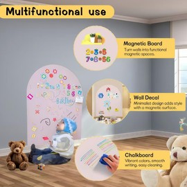 Magnetic Wall Decal Arch Set for Kids, 2025 New 40" x 32" Chalkboard for Magnetic Wall Decal Drawing Learning for Kids Playroom (Pink)