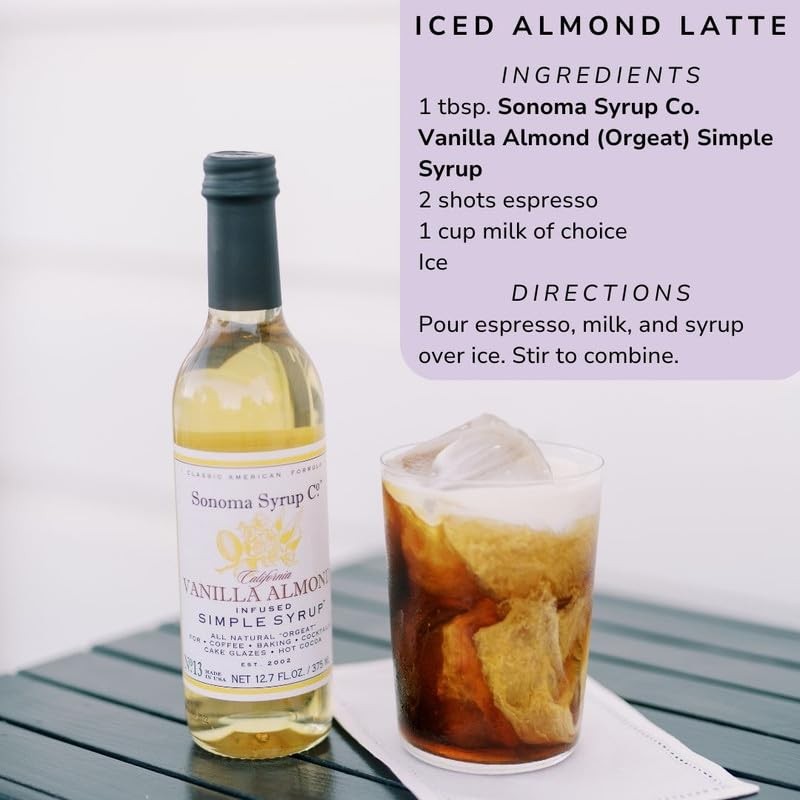 Sonoma Syrup Co Vanilla Almond Simple Syrup 12.7 Fl Oz