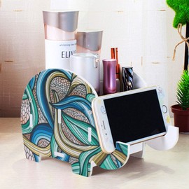 Elephant Pencil Holder Elephant Gifts Desk Organizer Decor Office Accessories with Phone Stand Christmas Gifts For Kids Women Coworkers