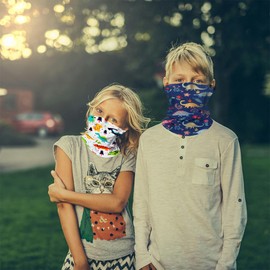 Summer Thin Neck Gaiter Face Cover Bandana Sun Cooling Scarf Gator Cover Head Windproof Balaclava Dust UV Sun Protection Outdoors for Boys Girls Sport Bicycle Mask, 2 Pack
