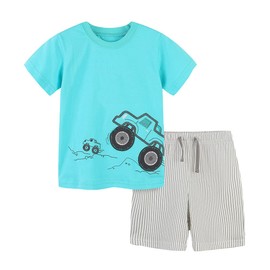 Urtrend Conjunto de playera de verano de algodón para niños pequeños, Blue2, 3 Años/Edad 3 Años
