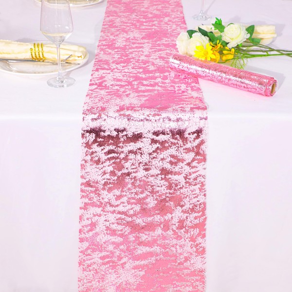 Snowkingdom 2 Pieces Pink Table Runner, 11 x 108 Inch