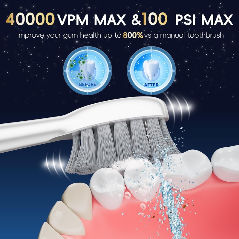 Electric Toothbrush with Water Flosser Combo in One, Professional Flossing