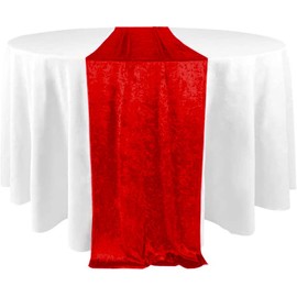 Elegant Event Essentials - Crushed Velvet Party Long Table Runner - For Spring Party, Wedding, Reception, Banquet, Home Dining Space Christmas Decoration (12” x 108”/30.48 x 274.32cm) - Red
