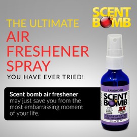 Scent Bomb Air Freshener Spray 2-Pack, Long-Lasting Odor Eliminator for Home & Car, Effective Deodorizer Spray for Kitchen, Bathroom, Fresh Room Spray & Smell Neutralizer, 2 oz, Lavender