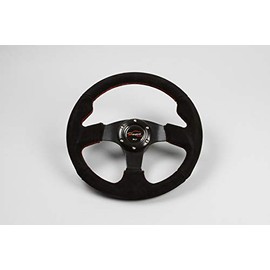 ステアリング 35Φ M 本革バックスキン 赤色クロスステッチ(M35F)