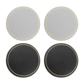 sourcing map 4 Pcs Leather Coasters, Round Drinks Coasters for Coffee Table Housewarming Gifts Home Decor (4 Inch, Black/Grey)