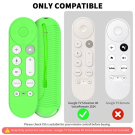 [3 Pcs] Silicone Remote Case for Google TV Streamer 4K Voice Remote 2024,Shockproof Remote Cover for Google TV Streamer 4K Voice Remote, Remote Case Cover with Lanyard (Off White+Glow Blue+Glow Green)