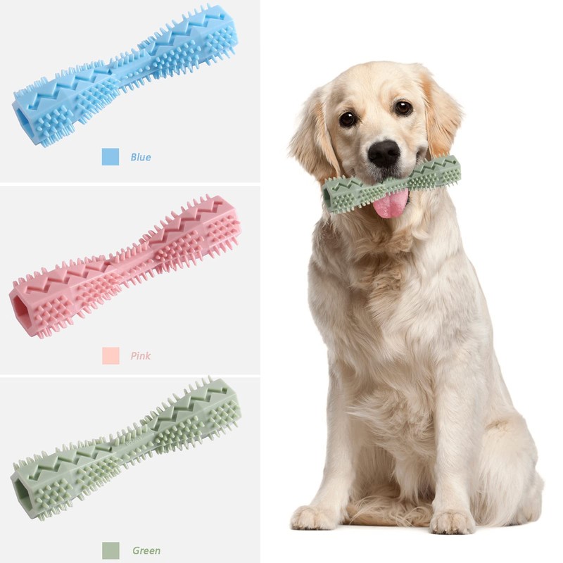 Durable Dog Toothbrush Chew Toy Stick Soft Rubber Teeth Cleaning