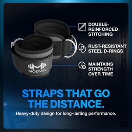 MODVEL Ankle Straps for Cable Machines - Adjustable, Comfortable Gym Accessories for Strength Training, Weightlifting, and Injury Recovery - Durable Padded Support for Men & Women PAIR-DARK/GREY