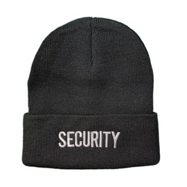 NYC FACTORY Mens Knitted Safety Beanie USA Embroidered Winter Hat, black-white,