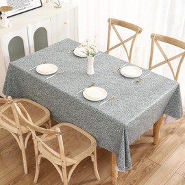 Walrus Heavy Duty Vinyl Tablecloth with Flannel Backing Waterproof Oil-Proof Plastic Table Cloth Stain-Resistant Wipeable Rectangle or Square Table Cover for Indoor and Outdoor (Grey, 60X84 Inch)
