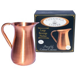 Cuyahoga Copper 100% Pure Copper Beverage Pitcher – 64 oz Luxury Smooth Finish – Beautiful 8” Tall Drinkware – Includes Premium Retail Packaging – Ideal for Home & Entertaining