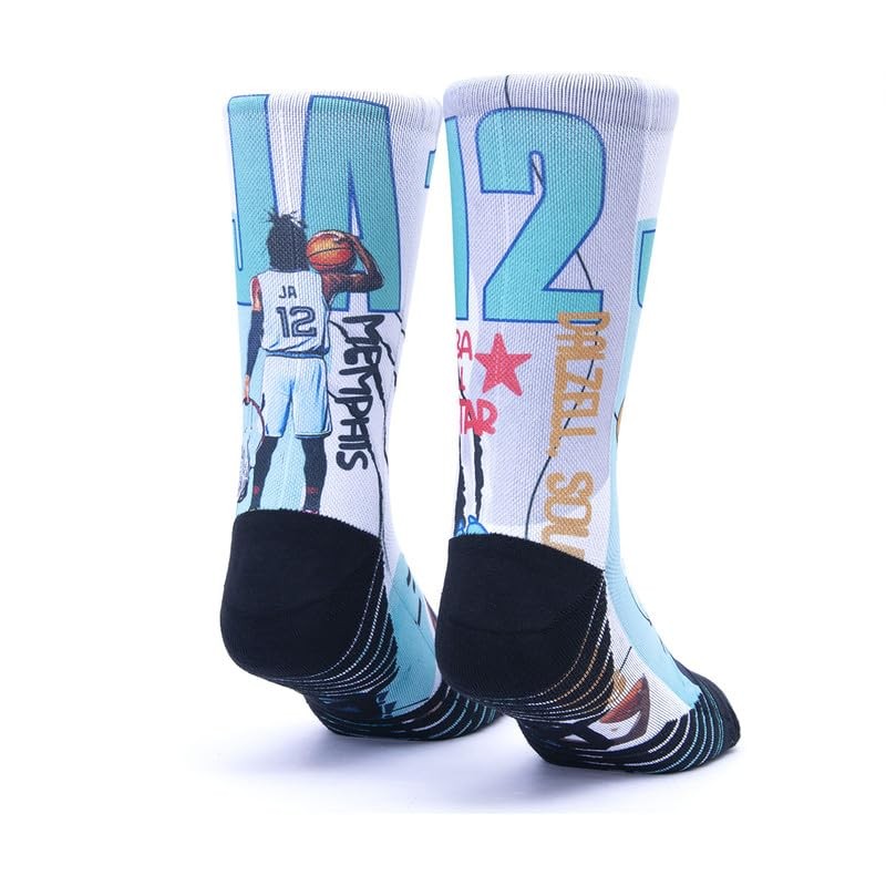 Scrimmage Ja Morant Blue Basketball Unisex Socks, multicoloured