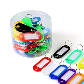 VTECHOLOGY Plastic Key Tags with Lable Window Split Ring, Key Identifiers, Coded Key Chain ID Label, Assorted Colors for ID Tags, Pet Name Tags, Luggage Tags (50)