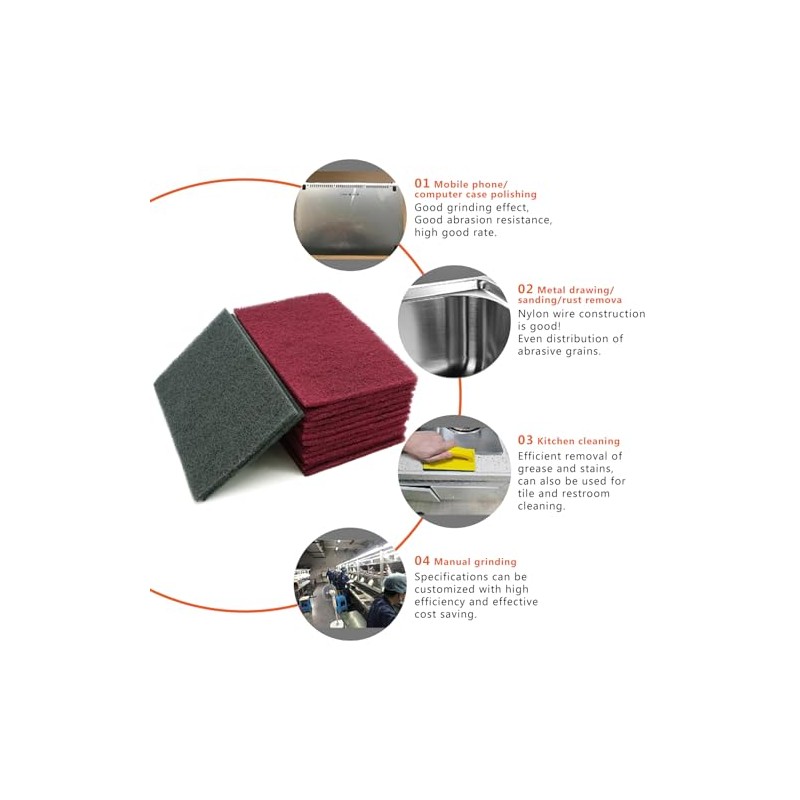 6" x 9" Gray & Maroon General Purpose Scuff Pads,