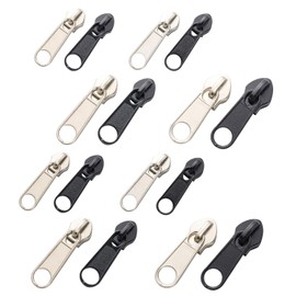Zipper Pull Replacement ，16Pcs Zip Repair Kit,Removable Metal Zipper Pull Tabs, Zipper Pulls Replacement, for Purse, Clothes, Jeans, Suitcase, Luggage（White,Black, 4 Sizes）