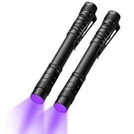 UV Black Light Flashlight Mini, 395nm Pen Light with Clip, Ultraviolet Blacklight for Pet Urine Detection, Waterproof Detector Light for Dry Stains, Bed Bug, Scorpion, Hotel Inspection-2 Pack