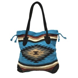 Monterrey Ladies Tote Purse Handwoven Southwestern Aztec Print Suede Handles D