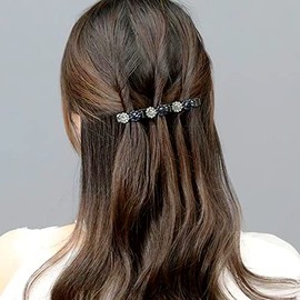 6 Pinzas Para El Cabello Trenzadas Con Brillantes Diamantes De Imitación, Pequeños Accesorios Para El Cabello Con Forma De Flor, Diseño Para Niñas Y Mujeres, Pinza Para El Cabello Trenzada Tipo
