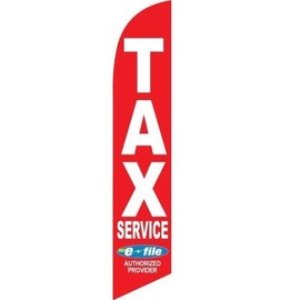Windless Full Sleeve Swooper Flag TAX SERVICE (IRS e-FILE) Red White