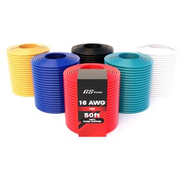 GS Power 300ft 16 Gauge Wire Oxygen Free Pure Copper Primary Wire, 50ft Roll, 6 Colors, OFC 12v 16AWG for Automotive Audio Video Electric Trailer Stereo RC Car Home Theater LED Lamp Wiring Electrical