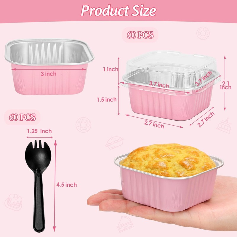 selizo selizo 60 Pack 5oz Mini Disposable Cake Pans with