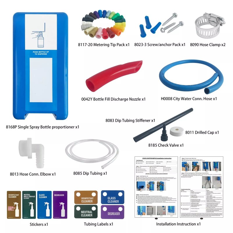 POPS Single Spray Bottle proportioner chemical dispenser, 8168P
