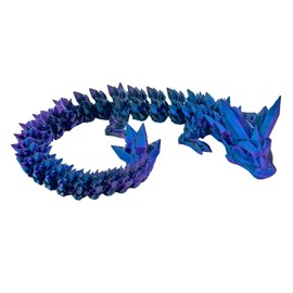 Purple Blue Black 22in. Crystal Dragon – Articulated Fantasy Fidget Toy, 3D Printing Fidget Toys – Unique Desktop Decoration – Gifts & Stocking Stuffer - Flexible, Fun for Office, Class, Work, Decor
