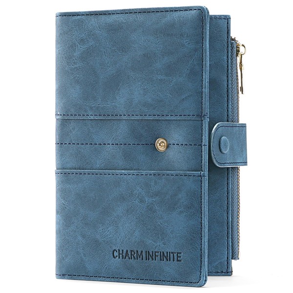 LEEXTON RFID Blocking Leather Passport Wallet Cover Case with Pen