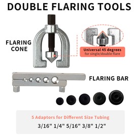 MuHize 3/16 Brake Line Kit - Upgraded Copper Coated Brake Tubing(25 Ft. with 16 Fittings and 4 Unions) with Double Flaring Tool Kit(5 Adapters Included 3/16 to 1/2), Tube Cutter and Tubing Bender