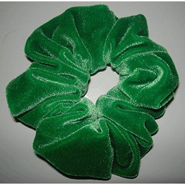 Kelly Green Velvet Hair Scrunchy-Regular - Made in the USA