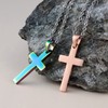 Aienid Stianless Steel Multicolor Cross Pendant Necklace for Women Men