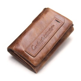 [コンタクトズ] 小さな財布本革 牛革 札入れ キーバッグ車のスマートキーケース男女兼用(brown)