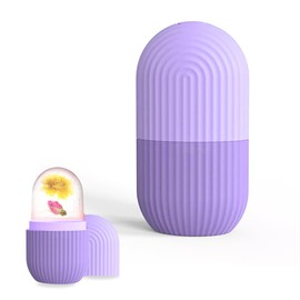 Skin Mantra Ice Roller for Face – Silicone Face Roller Skin Care – Ice Globes Facial Roller for All Skin Types – Contour and Sculpt Massage Tool Ideal for Puffy Eyes, Natural Glow (Purple)