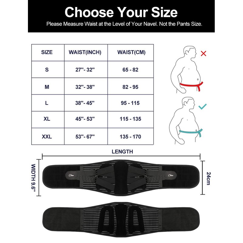 Cilnos Back Support Belt for Men and Women, Breathable Back