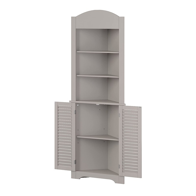 RiverRidge, Taupe Ellsworth Tall Corner Bathroom Storage Cabinet
