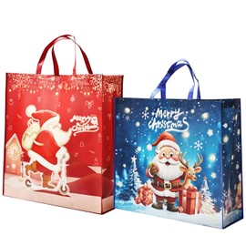 Jumbo Size Christmas Tote Bags: 2pcs Non-woven Fabric Gift Bags Christmas Shopping Bags Large 60 x 55 x 20cm for Gift Wrapping Delivering