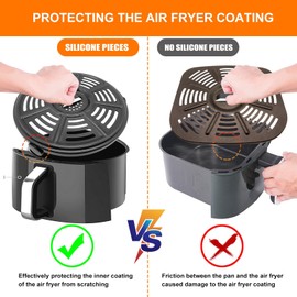GWYSY Air fryer Replacement Tray for Ninja AF101 4QT XL 5.5 Qt AF150 Max XL 5.5 Quart AF161 AirFryer, 8.2'' Round Food Grade Air Fryer Grill Pan Grill Plate Rack Parts Accessories