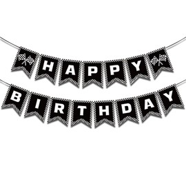 Generic Race Car Happy Birthday Banner, Red Checkered Flag Party Supplies, 5.9 x 4.7 Inches