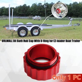 URLWALL Upgraded Oil Bath Hub Cap for EZ-Loader Boat Trailer, CNC Aluminum Oil Filler Caps W/O-Ring Fit 10" 5 Lug Hub and Drum, Anti-rust Durable Trailer Hub Cover EZ Loader Parts (250-034388)(Red)